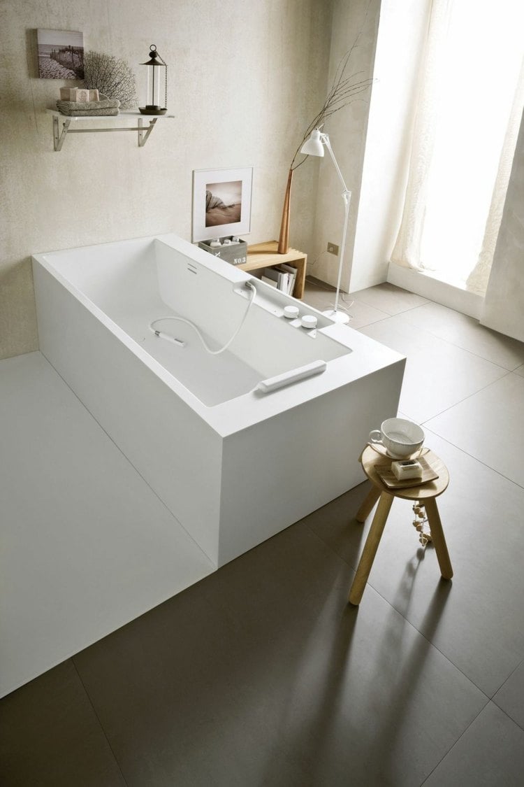 rechteckige badewannen design dusche hocker gold modern
