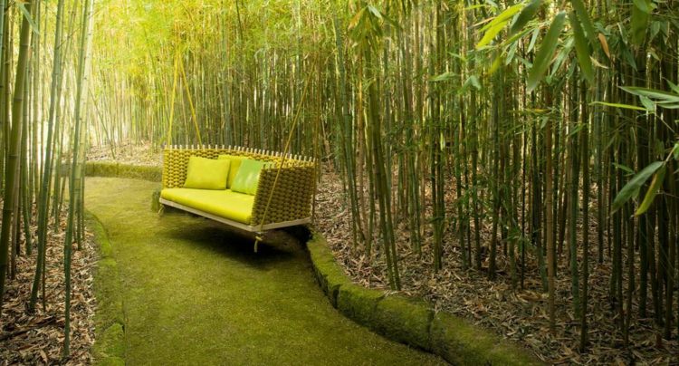 schaukel gartenmoebel bambus gruen idee komfort luxus