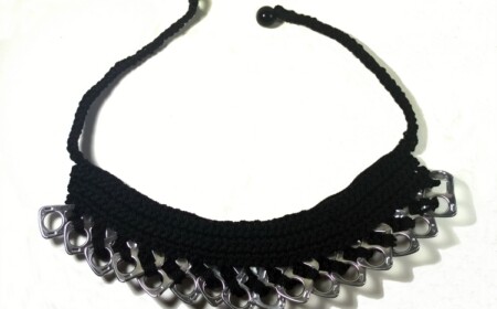 Schmuck aus Dosenverschlüssen -schwarz-kette-stricken