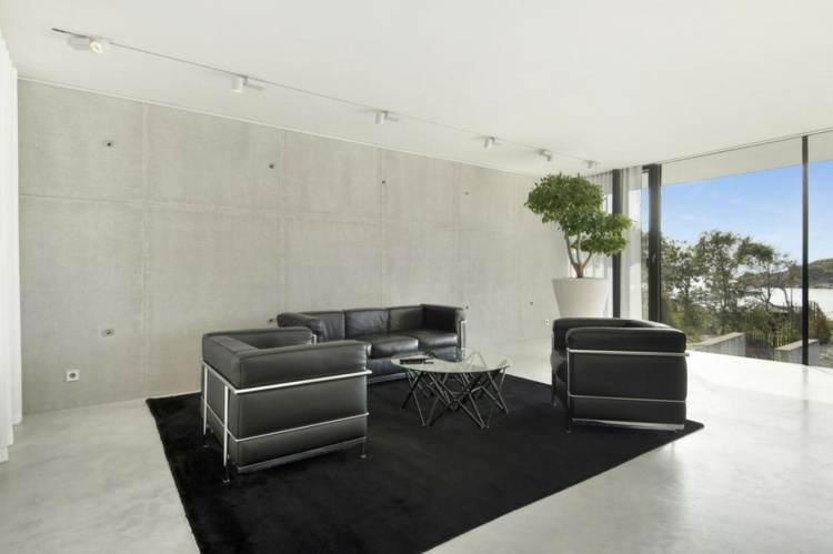 schwarzes leder moebel sessel sofa villa design