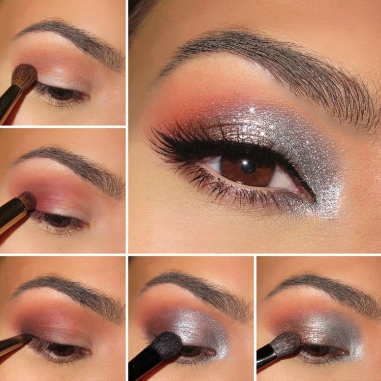 silber-sommer-augen-make-up-party koralle idee
