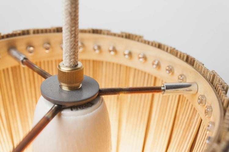 sperrholz leisten design lampenschirm beleuchtung kabel