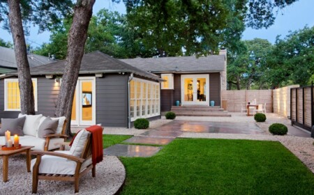 splitt im garten sitzbereich terrasse idee bodenbelag bungalow