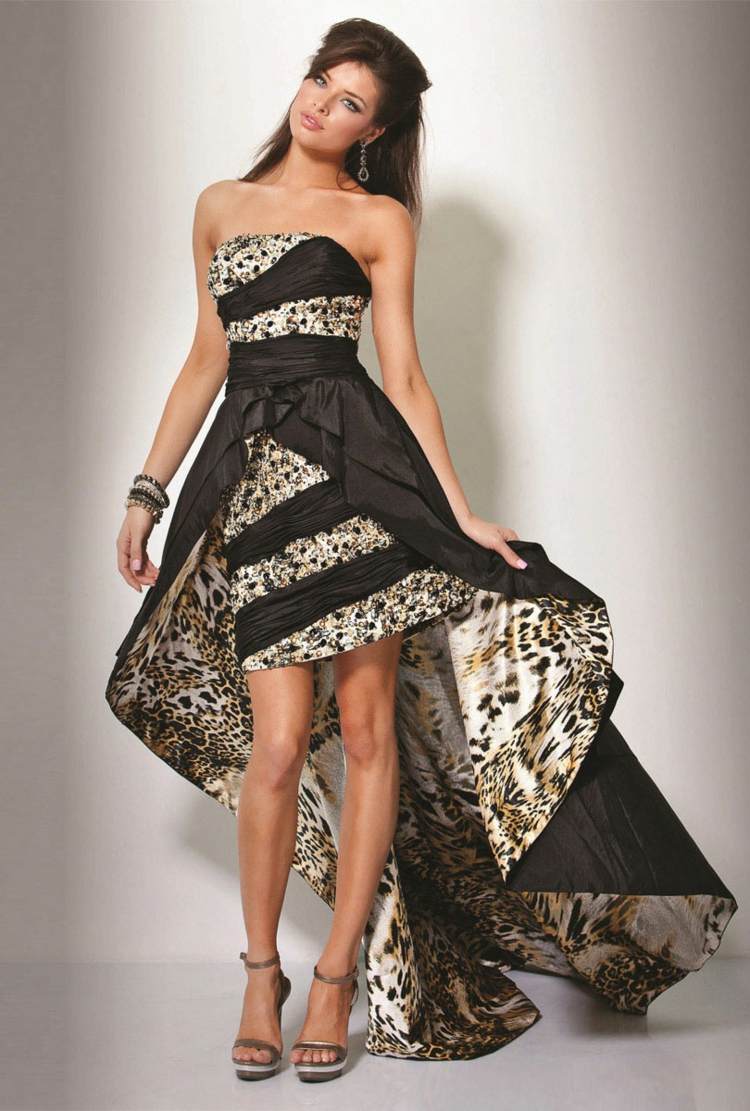 tiermotiv leopard abiball kleider schwarz extravagant kurz
