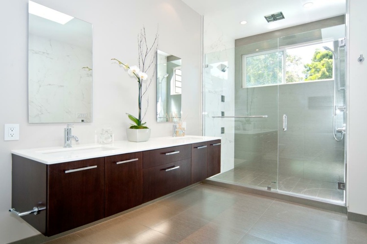 waschtisch beleuchtung modern badezimmer dusche spiegel glas