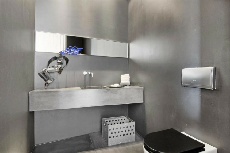 wc villa am meer grau beton toilette waschbecken