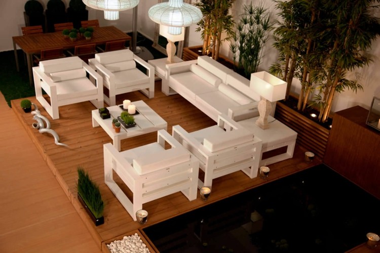 weiss lounge gartenmöbel patio bambus modern design