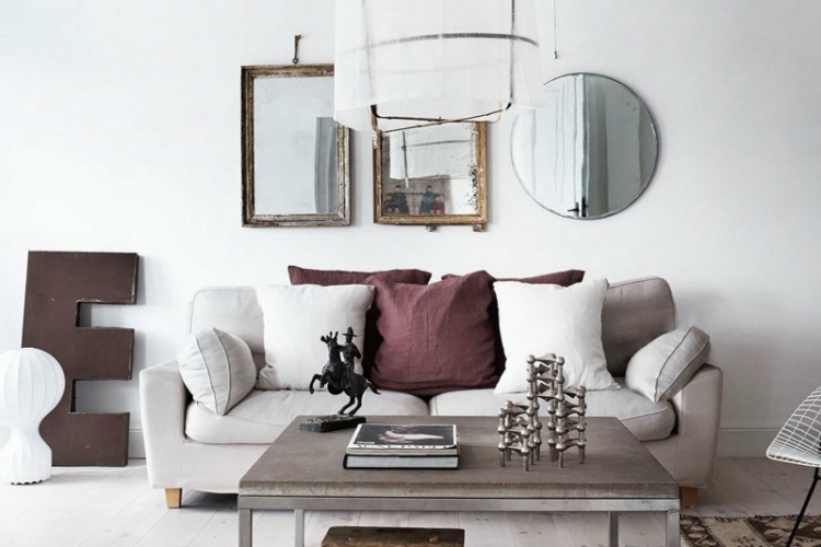 wohnzimmer haus design im shabby chic sofa stoff spiegel