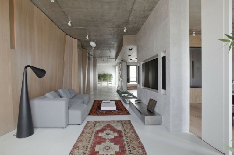 wohnzimmer japanischer stil teppich orientalisch modern einrichtung