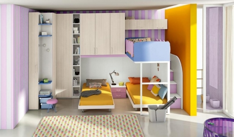 Ahorn Möbel Design-platzsparende-Kinderzimmer-zwei-Jungen