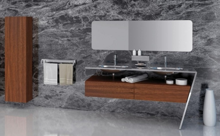 Badezimmermöbel aus Holz-Badezimmerschrank-Buche-Unterschrank-Metall-Waschtisch