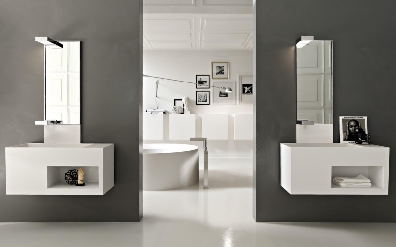 Badezimmermöbel in Weiß Unterschrank-modern-minimalistisch