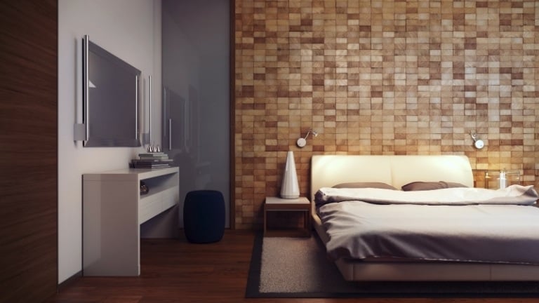 Einrichtungsideen-Wohnstilen-Holz-Bett-Kopfteil-Schlafzimmer