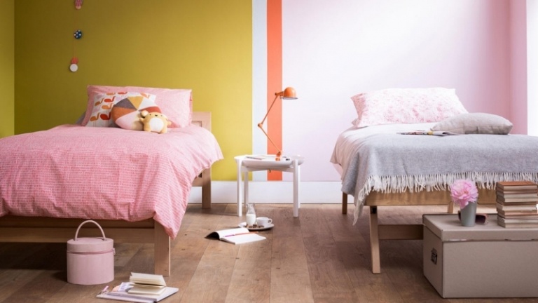 Farben-Wand-Schlafzimmer-Kinderzimmer-Streifen