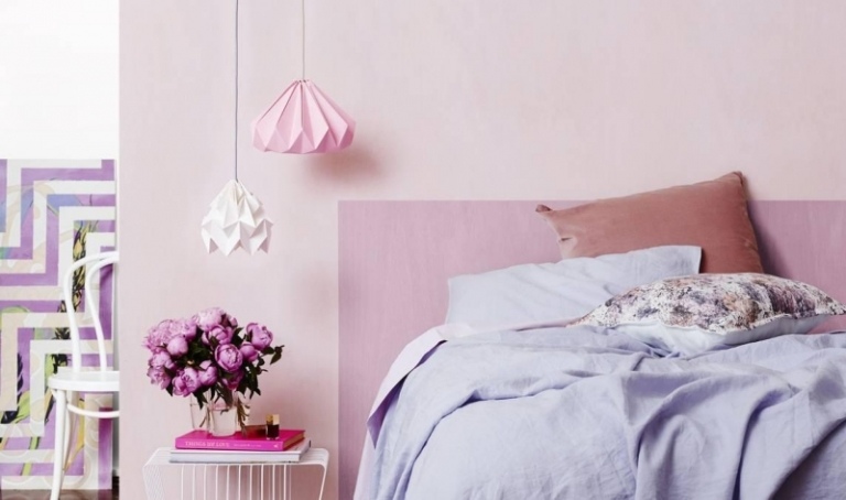 Farben für die Wand Schlafzimmer-modern-rosa-Wandfarbe