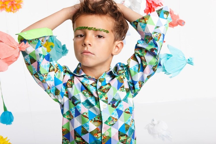 Junge-Mode-Sommer-Kinder-Hemd-geometrische-Motive