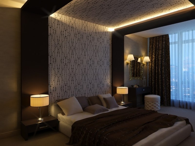 Kopfteil-Bett-Ideen-Beleuchtung-Decke-modern