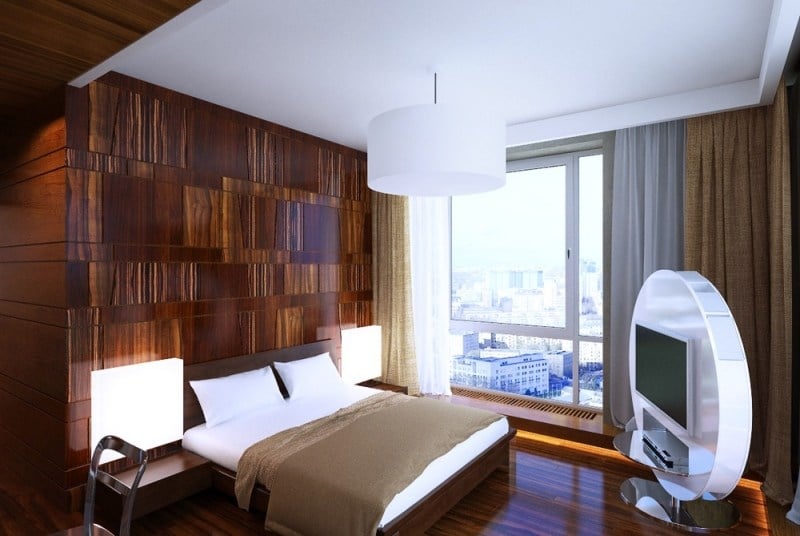Moderne-Wohnideen-Wandverkleidung-Schlafzimmer-Holzpaneele