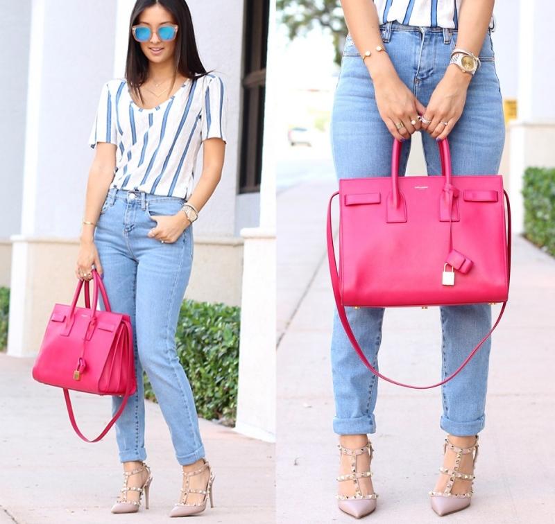 Modetrends-Sommer-2015-Bluse-Streifen-Pinke-Tasche