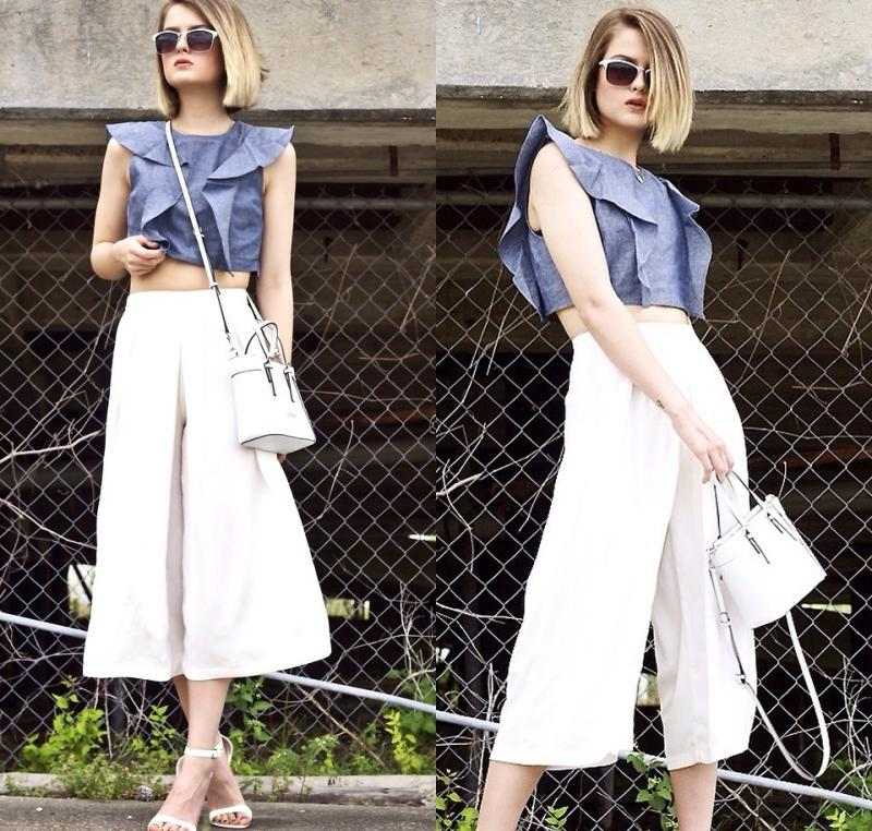 Modetrends für Sommer 2015 knielange-Hose-bauchfreier-Jeanstop