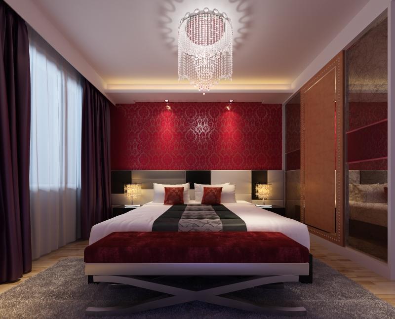 Schlafzimmer-Rot-Ideen-Bett-Kopfteil-Metall