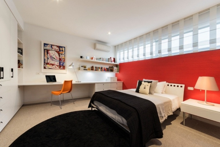 Schlafzimmer-Rot-Weiss-Ideen-Kleiderschrank-Einrichtung