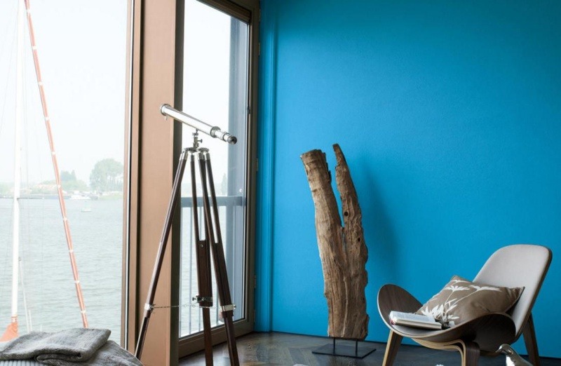 Zimmer Farbgestaltung Aquamarin-Wand-Landhausstil
