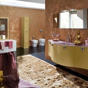 badezimmer streichen idee italienisch stil wand effekte bronze