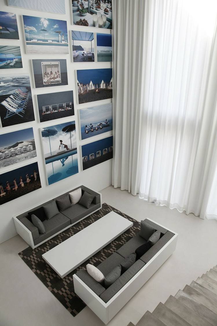 design idee sofa weiss grau wand bilder gross interieur