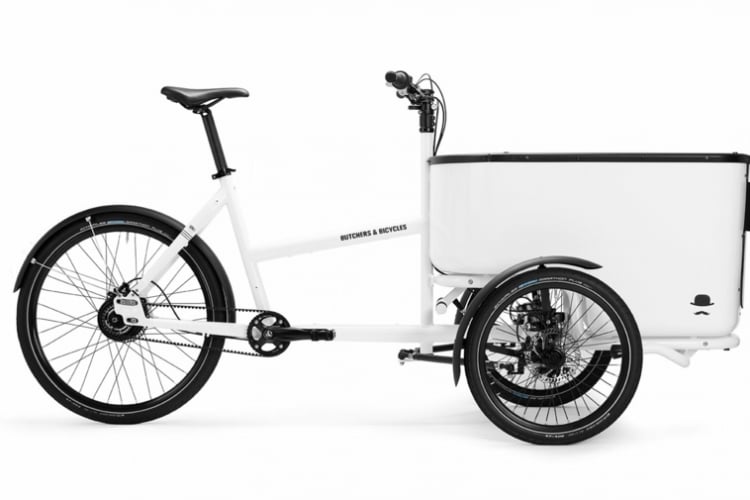 dreirad mit beiwagen weiss design raeder transportbox fahrradkette