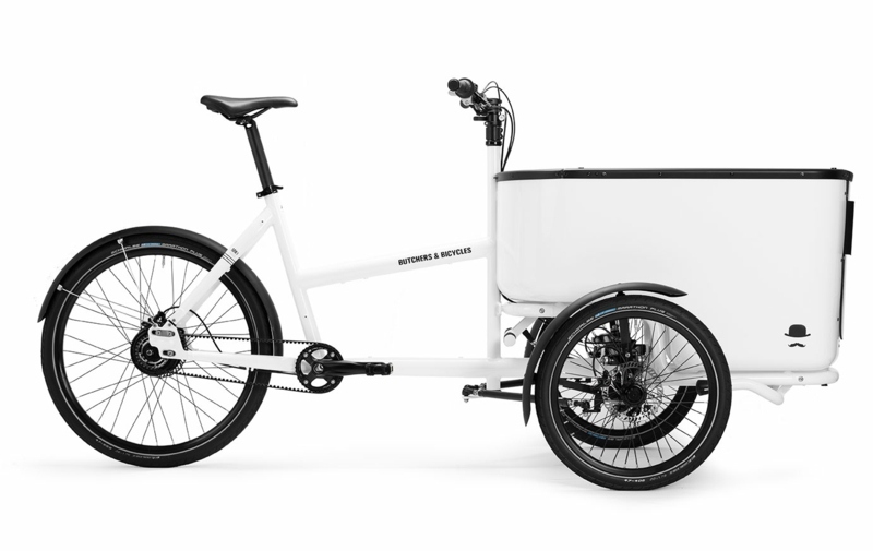 dreirad mit beiwagen weiss design raeder transportbox fahrradkette