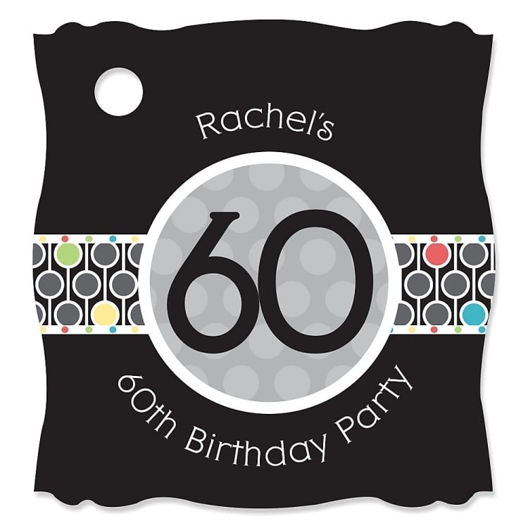 Einladungskarte zum 60. Geburtstag -ideen-feier-party-design-schwarz-details-bunt-interessant-graphik