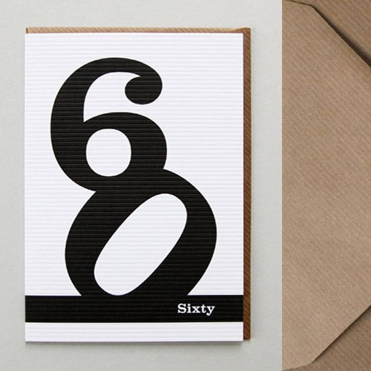 Einladungskarte zum 60. Geburtstag -ideen-schlicht-design-ziffern-schwarz-weiss-print
