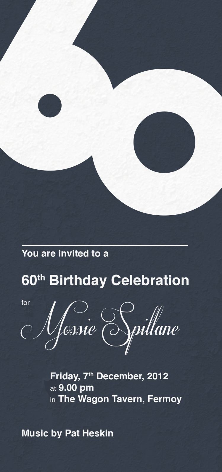 Einladungskarte zum 60. Geburtstag -ideen-schlicht-elegant-design-schwarz-weiss-standort-uhrzeit-text