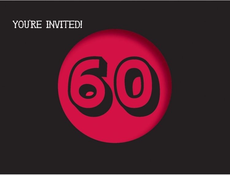 Einladungskarte zum 60. Geburtstag -ideen-schwarz-pink-karton-kreis-basteln-kreativ-schlicht