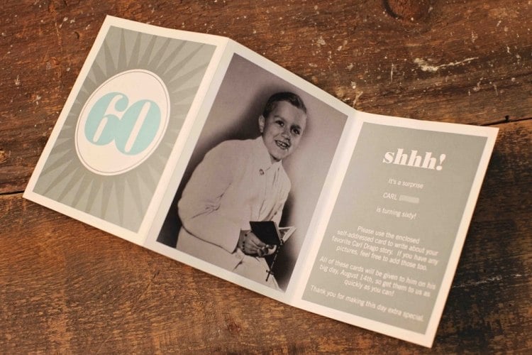 Einladungskarte zum 60. Geburtstag -ideen-ueberaschungsparty-retro-vintage-design-schwarz-weiss-photo-junge