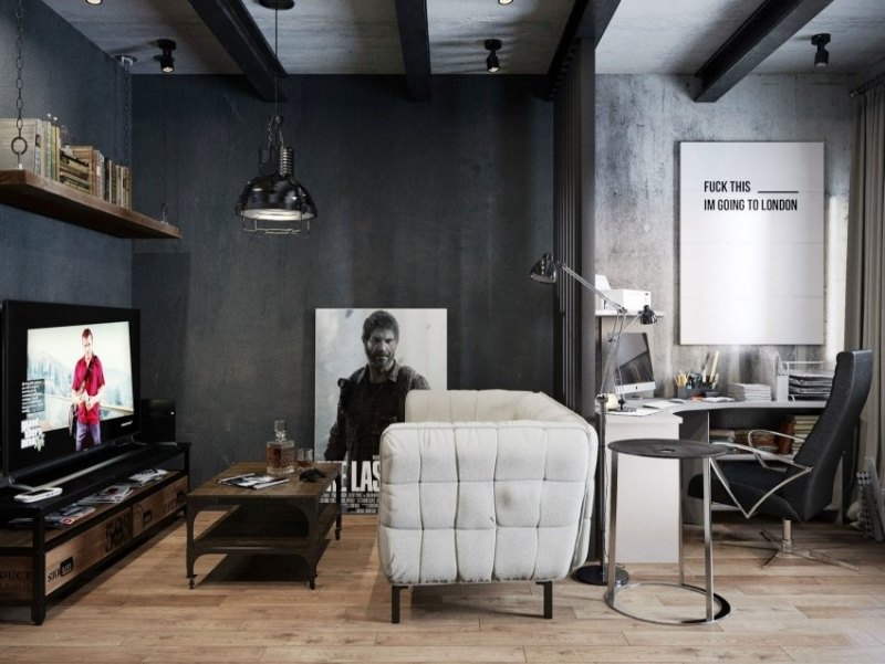 einrichtung-wohnzimmer-modern-design-couch-fernseher-arbeitsplatz-holzboden