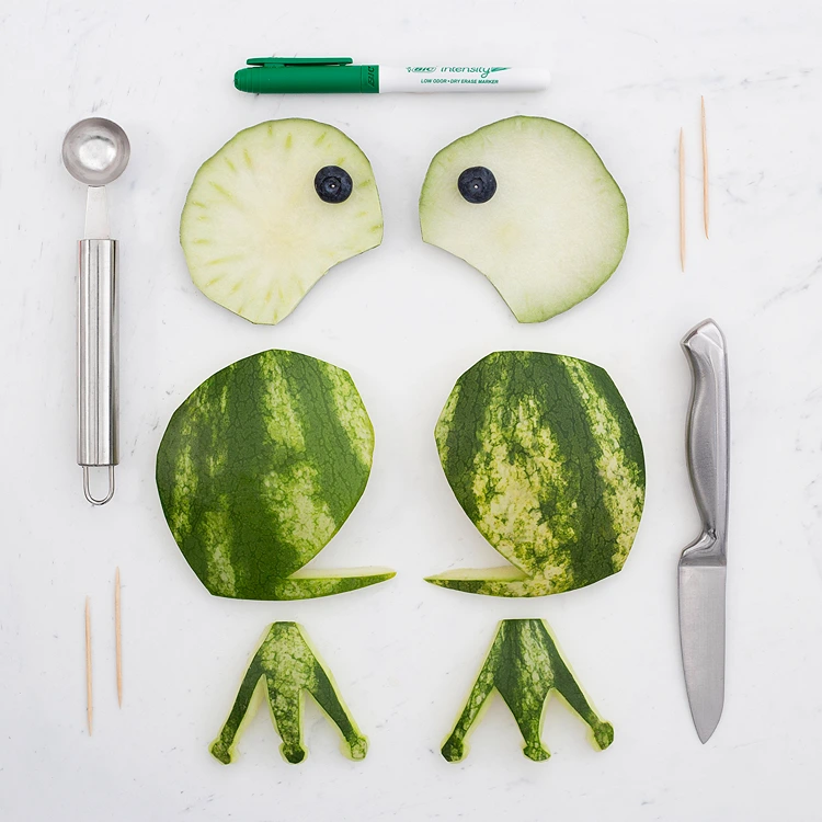 frosch teile aus wassermelonenschale