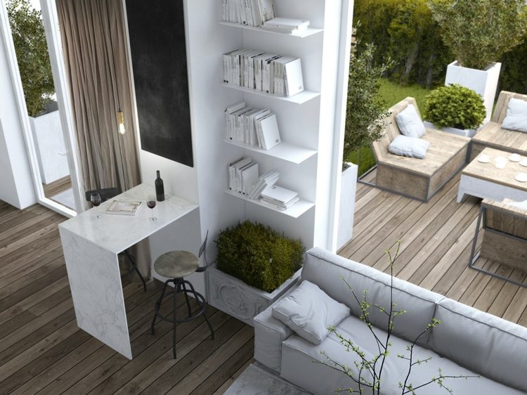 gestaltung interieur grau sofa parkett minimalistisch design idee apartment