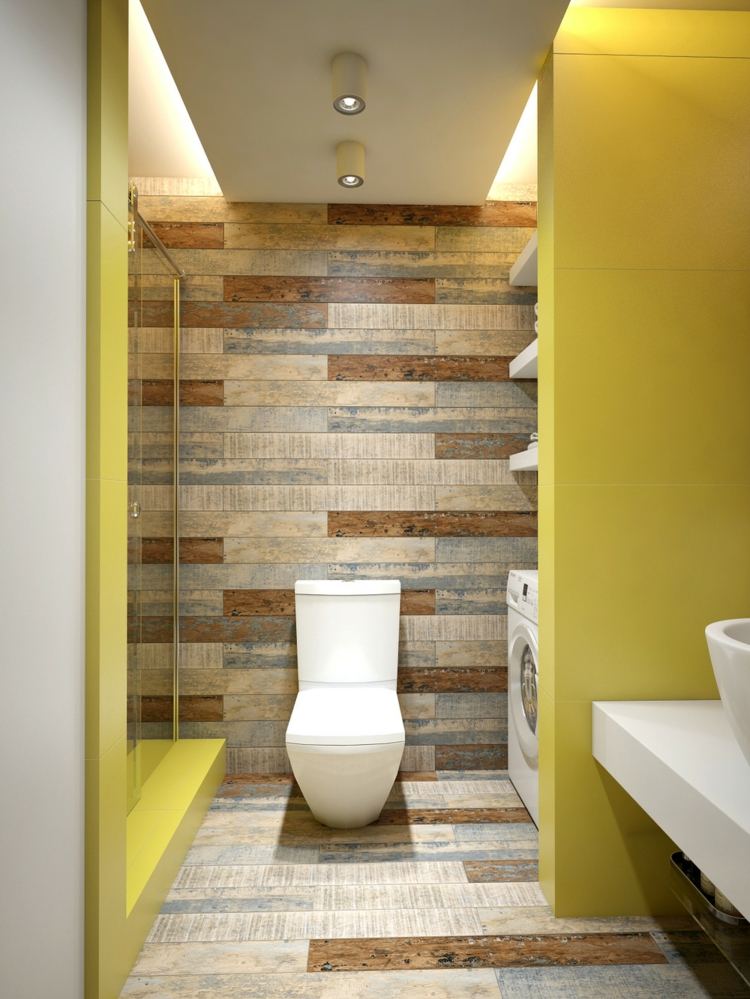gestaltung interieur pastelltoene holz wandverkleidung badezimmer toilette