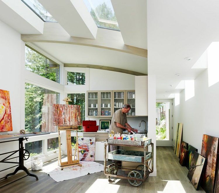 home office mit dachfenster licht kunstatelier kueche