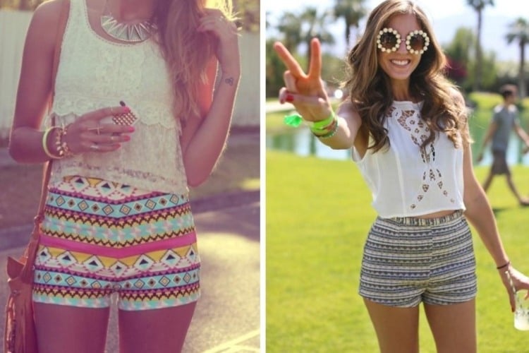 Hotpants Outfit sommer-aztekenmuster-crop-tops-festival-stimmung