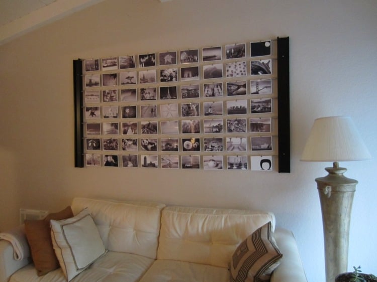 idee wand deko fotos selber machen wohnzimmer couch