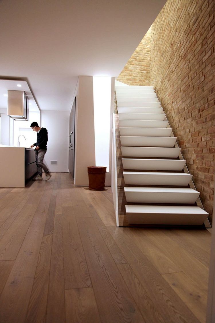 interieur idee parkett fussboden treppe weiss haus design