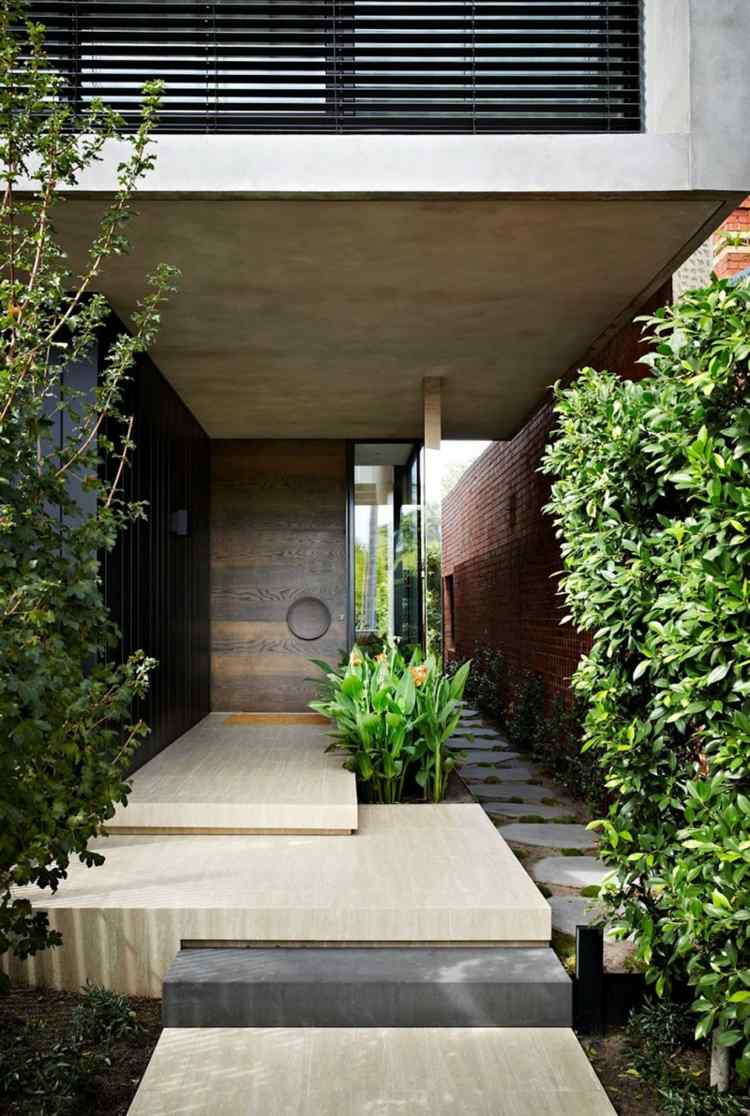 interieur und design ideen eingangstuer holz treppe vorgarten