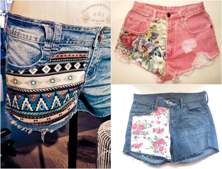 jeans-shorts-selber-machen-stoff-nahen-azteken-florale-muster