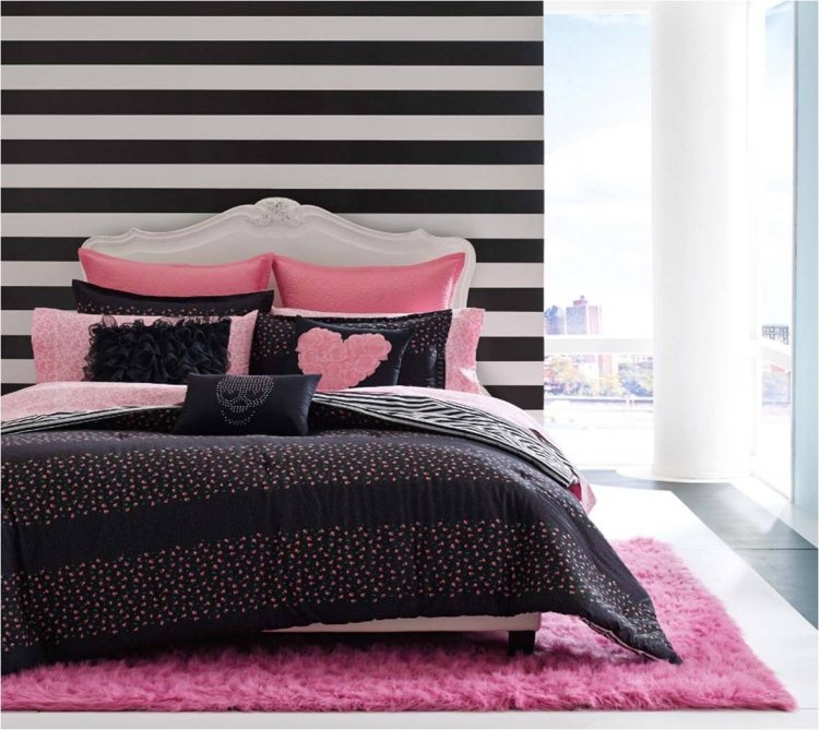 jugendzimmer-farbgestaltung-madchen-pink-schwarz-weiss