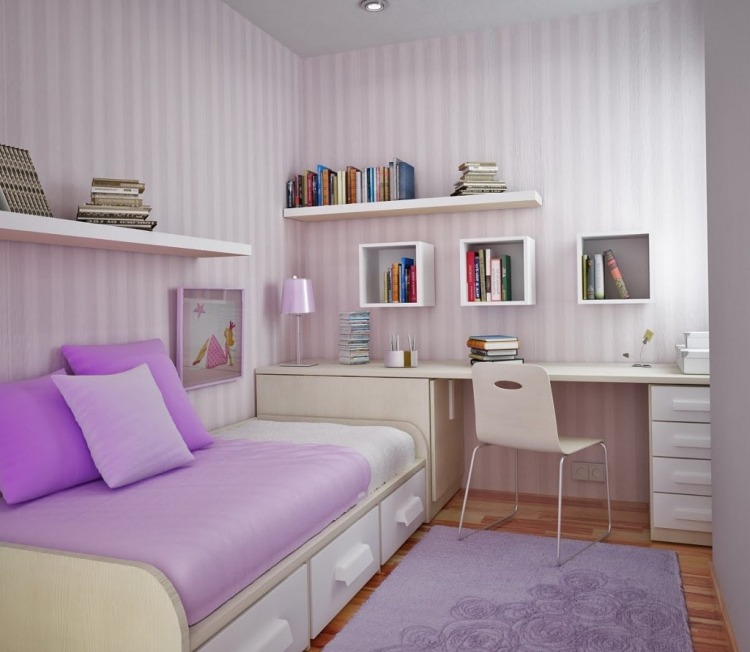 Kinderzimmer Deko -selber-machen-madchenzimmer-lila-violett-jugendlich-praktisch-klein
