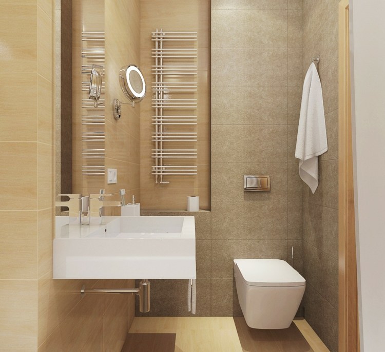 kleine raeume einrichtungsideen badezimmer design fliesen beige toilette waschbecken