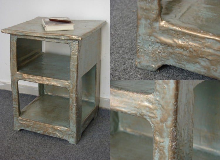 Kreative Möbel selber bauen -pappmaschee-pappe-gold-farbe-diy-projekt